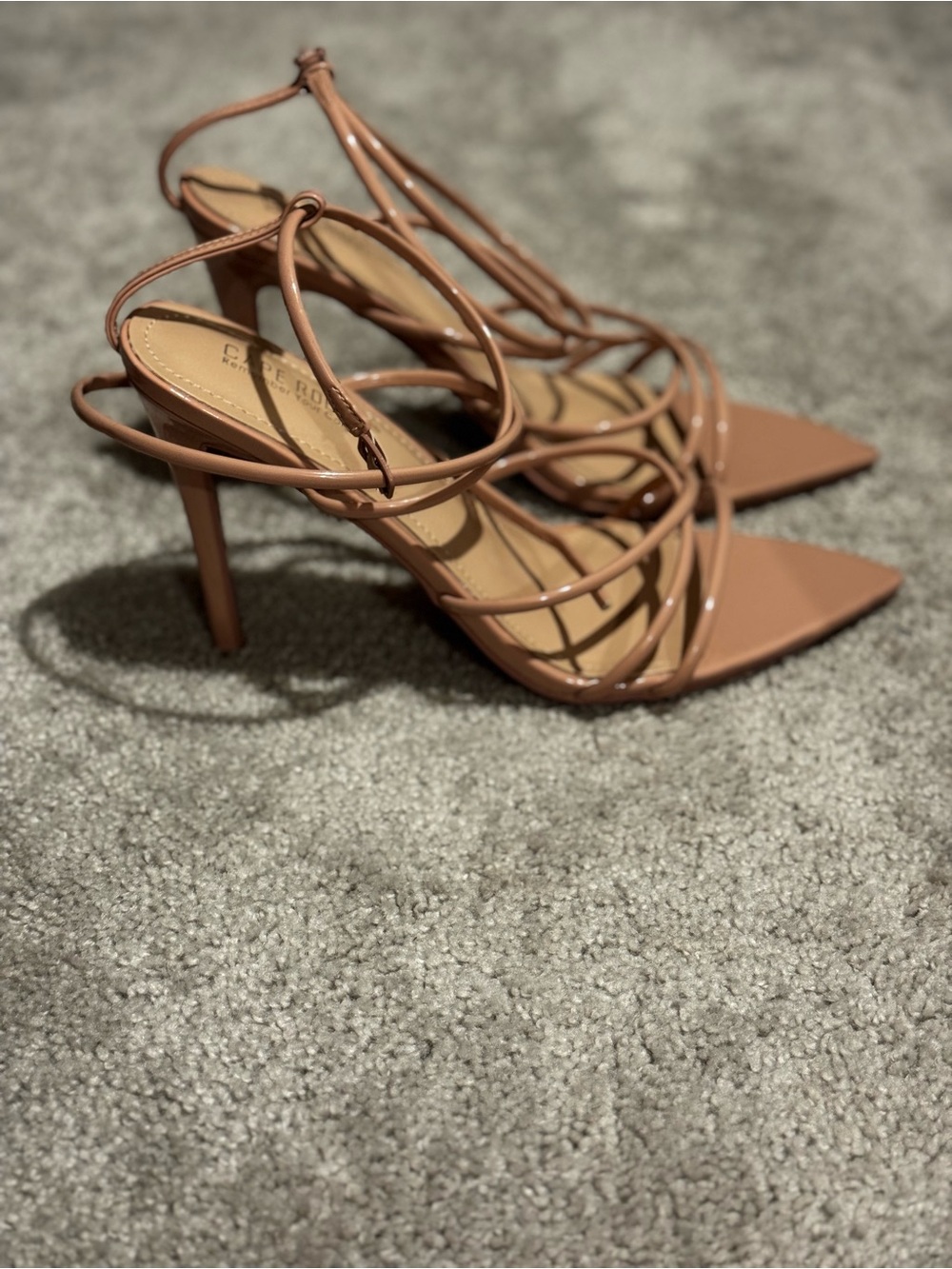 Strappy Pointed-Toe Stiletto Heels in Tan Perfect for HOCO or Girls Night Out 💃🏻
